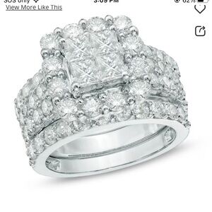 4 CT. T.W. Quad Princess-Cut Diamond Frame Bridal Set in 14k White Gold, Size 6